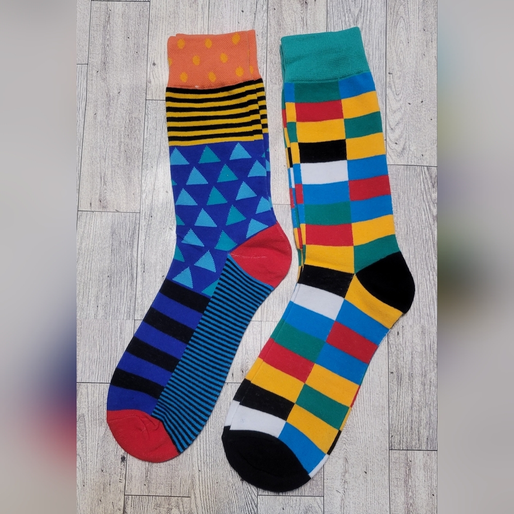 🤡 2 Pair Novelty Geometric Art Design Socks